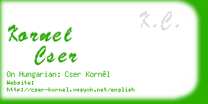 kornel cser business card